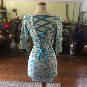 Blue & White Tie Up Dress